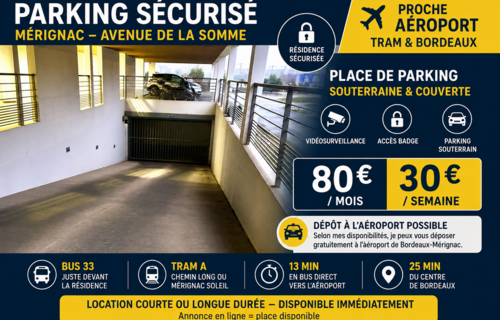 Parking souterrain sécurisé Mérignac – Aéroport / Tram – Courte ou longue durée ✈️🚗